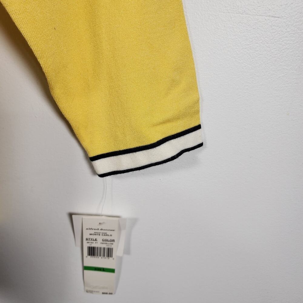 Alfred Dunner Womens Sweater 2 In 1 Cardigan Large Necklace Yellow White 3/4 Slv - Picture 7 of 10
